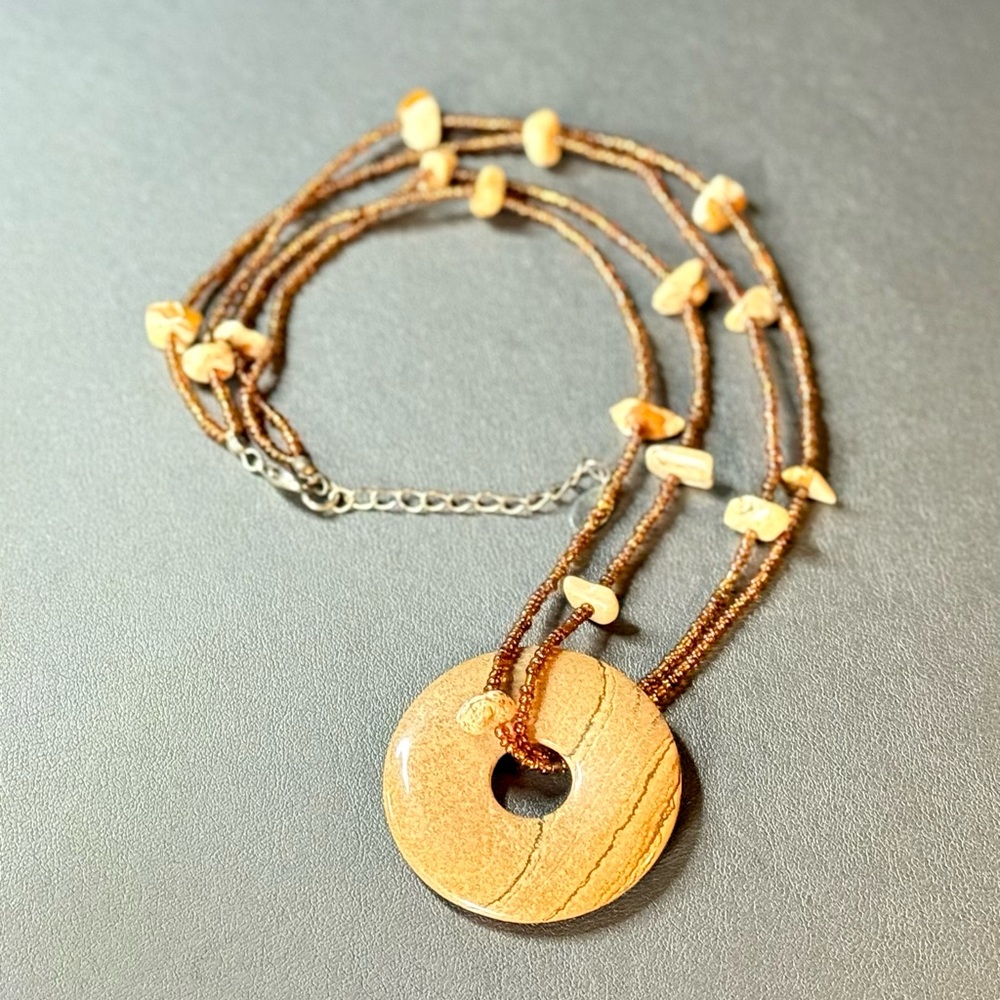 vtg Jasper Donut Necklace